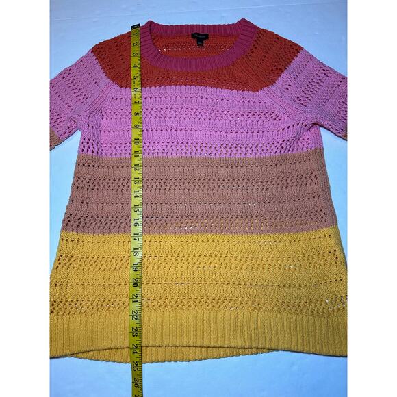 Talbots Open Knit Stitch Sweater Women’s Size Small Cotton Boat Neck - Picture 4 of 7